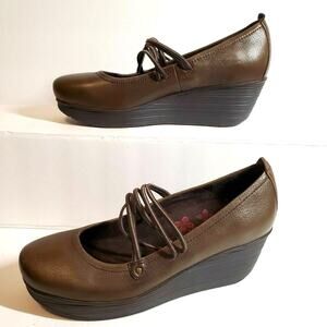 Tara M Wedge Shoes Maggie Style US Size 9 Brown Leather Upper Mini Platform